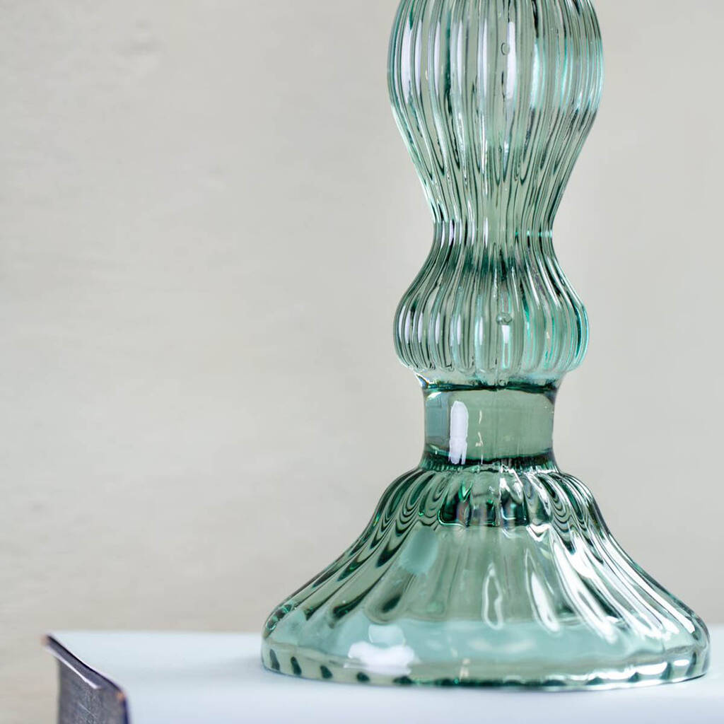Clear And Green Glass Candlestick Holders By The Wedding of my Dreams