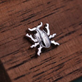 Stag Beetle Stud Earrings In Sterling Silver, 6 of 12