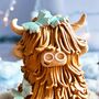 Handmade Highland Cow Butterflies Medium Ceramic Sculpture Ornament, thumbnail 3 of 5