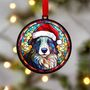 Border Collie In Santa Hat Suncatcher Decoration, thumbnail 1 of 6