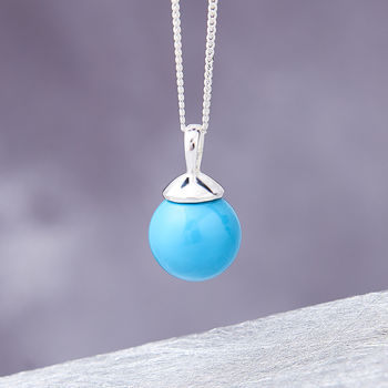 Silver Ball Pendant In Turquoise, Lapis And Jade, 2 of 5