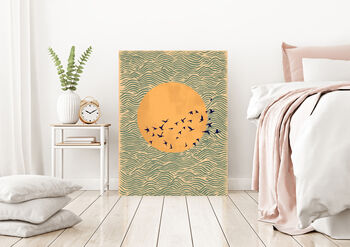 Japanese Sunset Flying Bird Art Print, 2 of 5