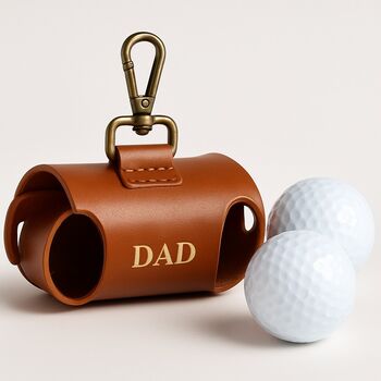 Personalised Tan Leather Golf Ball Caddy, 2 of 10