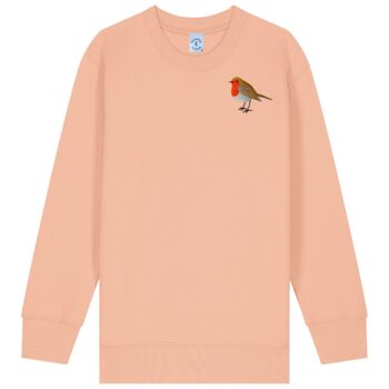 Childrens Unisex Organic Cotton Embroidered Robin Christmas Jumper, 8 of 11