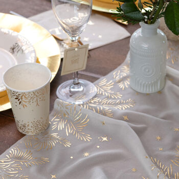 Ivory Gold Leaves Christmas Table Runner Two.5m, 4 of 5