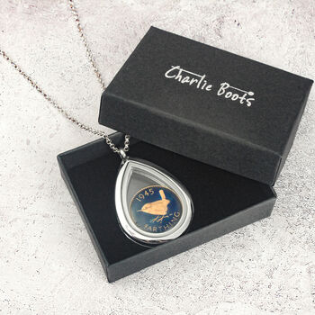 70th Or 80th Birthday Enamel Farthing Locket Necklace, 2 of 8