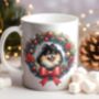 Personalised Pomeranian Christmas Wreath Dog Mug B, thumbnail 1 of 2