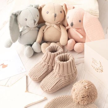 Baby Booties And Bunny Rabbit Toy Gift Set, 10 of 12