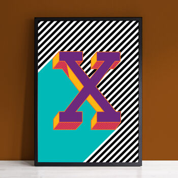 Letter X Print Alphabet Initial Wall Art Print, 2 of 2