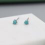 Very Tiny Genuine Turquoise Stud Earrings, thumbnail 4 of 12