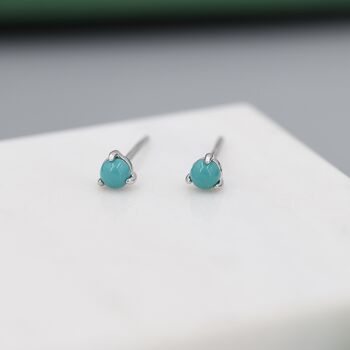 Very Tiny Genuine Turquoise Stud Earrings, 4 of 12