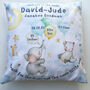 Personalised Pastel Animals Keepsake Birth Cushion, thumbnail 3 of 10