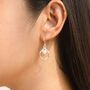 Molten Sterling Silver White Pearl Drop Earrings, thumbnail 2 of 7