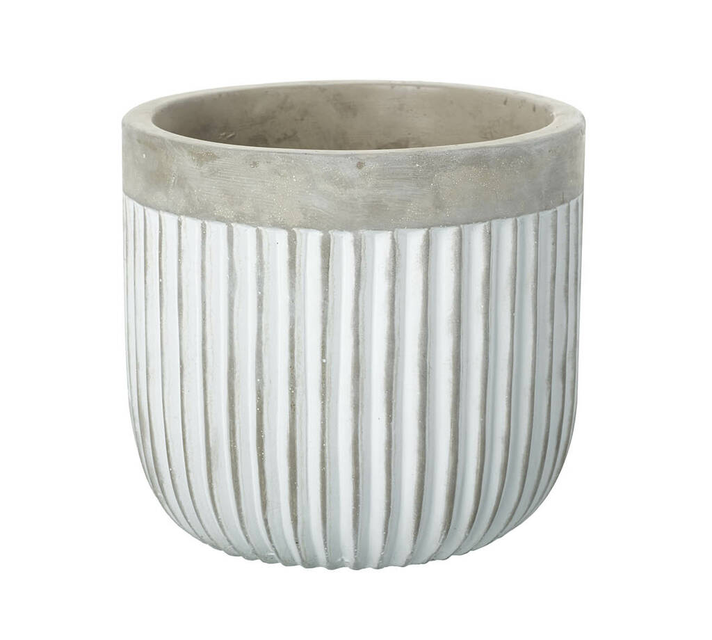 White And Grey Striped Cement Planter