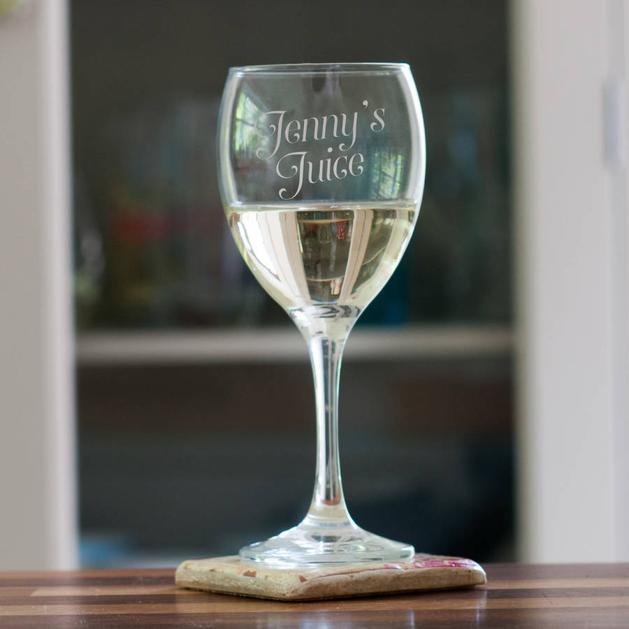 personalised 'juice' wine glass by oh so cherished