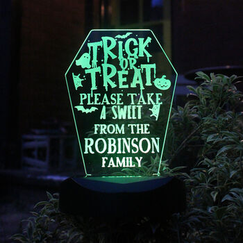 Personalised Trick Or Treat Solar Light – Outdoor Halloween Decoration, 6 of 8