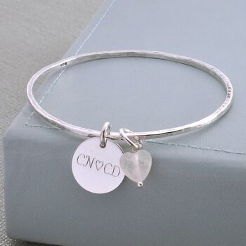 Personalised Sterling Silver Disc Charm Bangle, 2 of 8