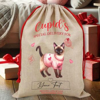 Personalised Valentine Cat Love Heart Sack, 11 of 12