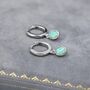 Sterling Silver Dangling Green Opal Oval Hoop Earrings, thumbnail 3 of 11
