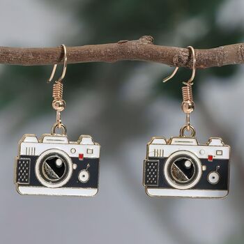Photography Retro Camera Earrings Gift, 3 of 4