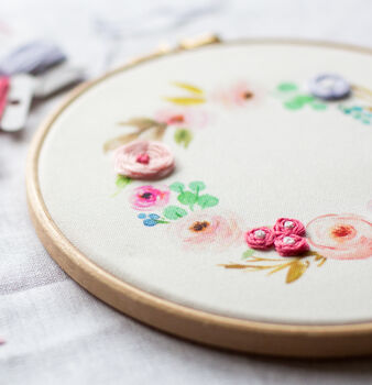 Pastel Wreath Embroidery Hoop Kit, 2 of 7