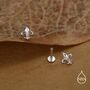 Sterling Silver Fleur De Lis 16 G Threaded Flat Back Earrings, thumbnail 6 of 11