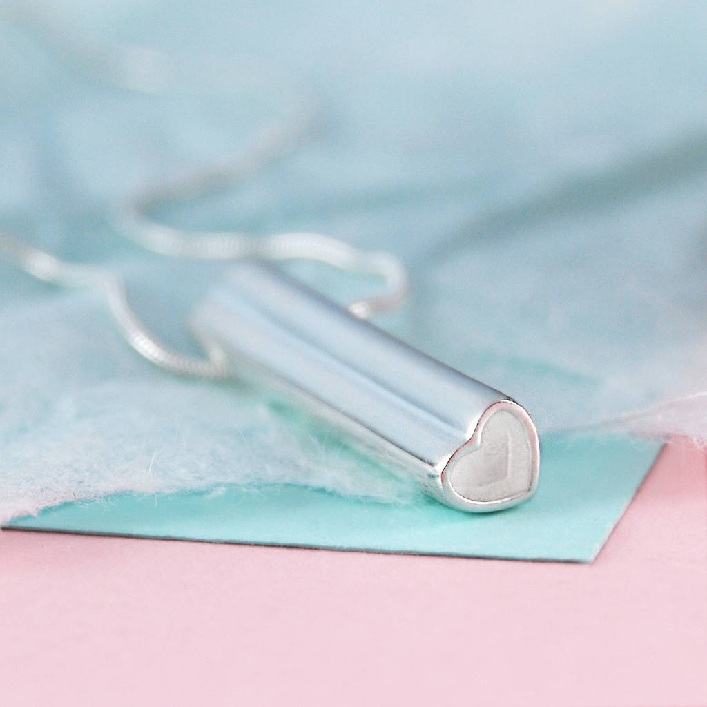 secret heart solid silver bar necklace by otis jaxon