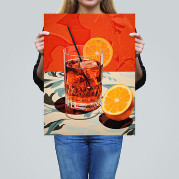 Negroni Nights Orange Cocktail Kitchen Wall Art Print, 2 of 6