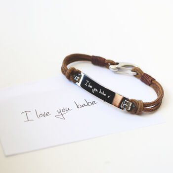 Your Own Handwriting Engraved On Leather Bracelet, 9 of 9