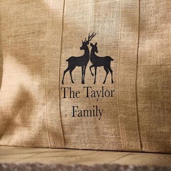 Personalised Natural Jute Deer Log Bag, 3 of 6