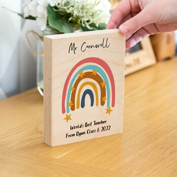 Personalised Rainbow Wood Block Teacher Gift, 2 of 3