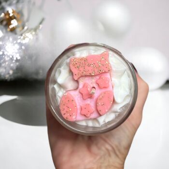 Handmade Luxury Whipped Wax Pink Xmas Candle Snow Angel, 6 of 9