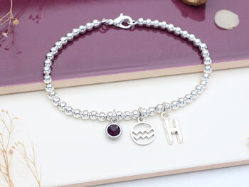Zodiac Star Sign Personalised Silver Bead Bracelet, 5 of 11