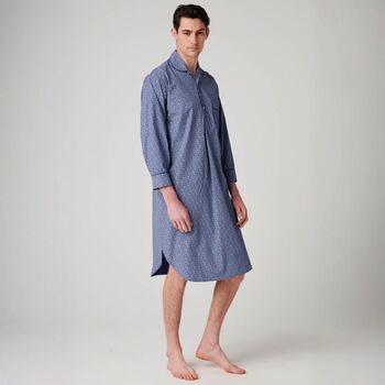 Men's 'Navy Paisley' Crisp Cotton Nightshirt, 3 of 4