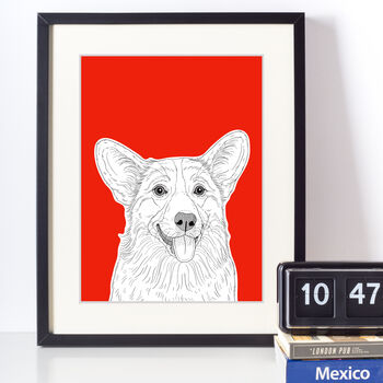 Corgi Dog Portrait Illustration Print, 8 of 9