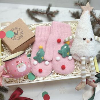 Christmas Eve Gift Box For Kids – Pink Mug, Cosy Gloves, Toy And Chocolate Treat, 12 of 12