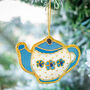 Embroidered Teapot Christmas Decoration, thumbnail 1 of 3