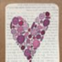 Buttons Heart On Vintage Book Paper Greeting Card, thumbnail 3 of 3