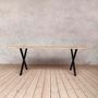 Bridge Natural Ash Dining Table Black X Shaped Legs, thumbnail 4 of 5