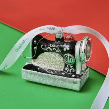 Sparkly Retro Sewing Machine Shaped Bauble, 6 of 6