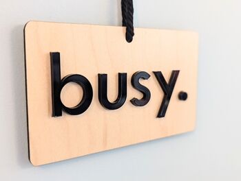 Free Busy Sign Work Wood 3D Acrylic Door Hanger Do Not Disturb, 5 of 8