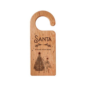 'Mouse Santa Please Stop Here' Oak Door Hanger, 2 of 2