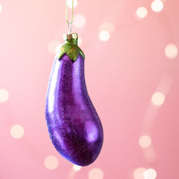 Christmas Aubergine Shaped Bauble, 2 of 2