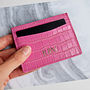 Pink Embossed Leather Monogram Card Holder, thumbnail 1 of 7