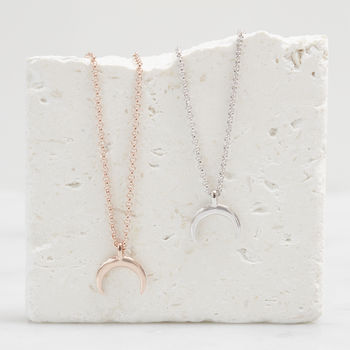 Mini Drop Crescent Moon Necklace Silver Or Gold Vermeil, 3 of 6
