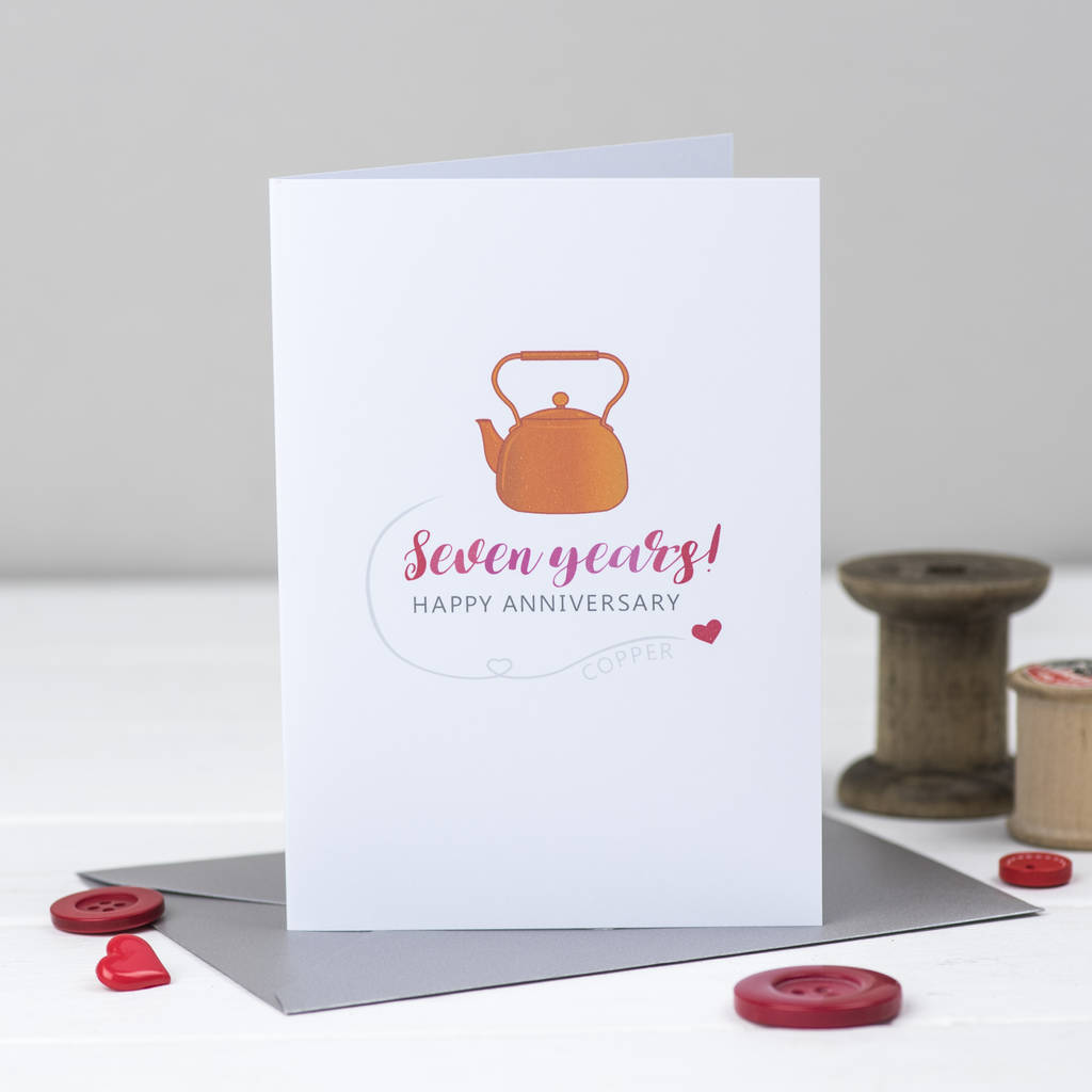 seventh wedding anniversary card copper