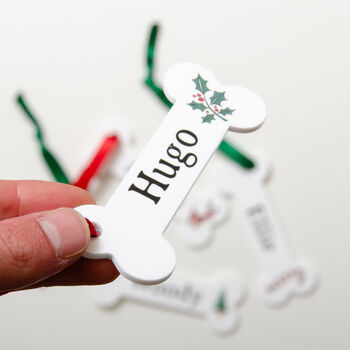 Personalised Dog Bone Christmas Tree Decoration, 9 of 9