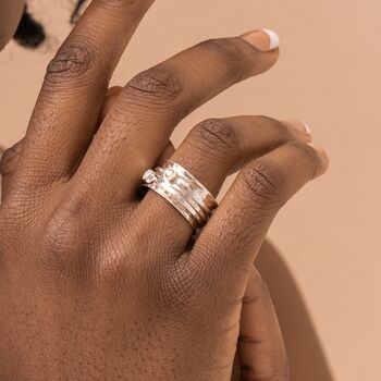 Personalised Moonstone Star Spinner Ring In Silver, 6 of 12