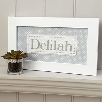 Personalised Baby Name Handpainted Framed Fabric Print, 11 of 12
