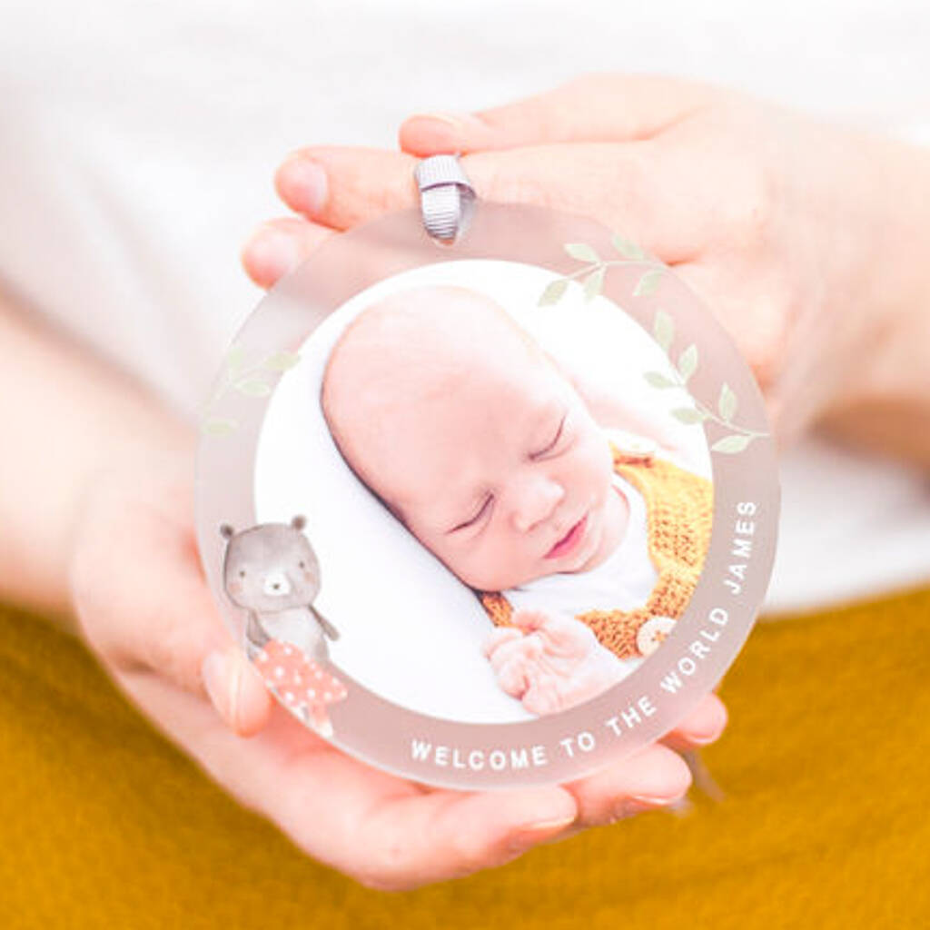 Personalised New Baby Photo Frosted Acrylic Keepsake By Periwinkle and